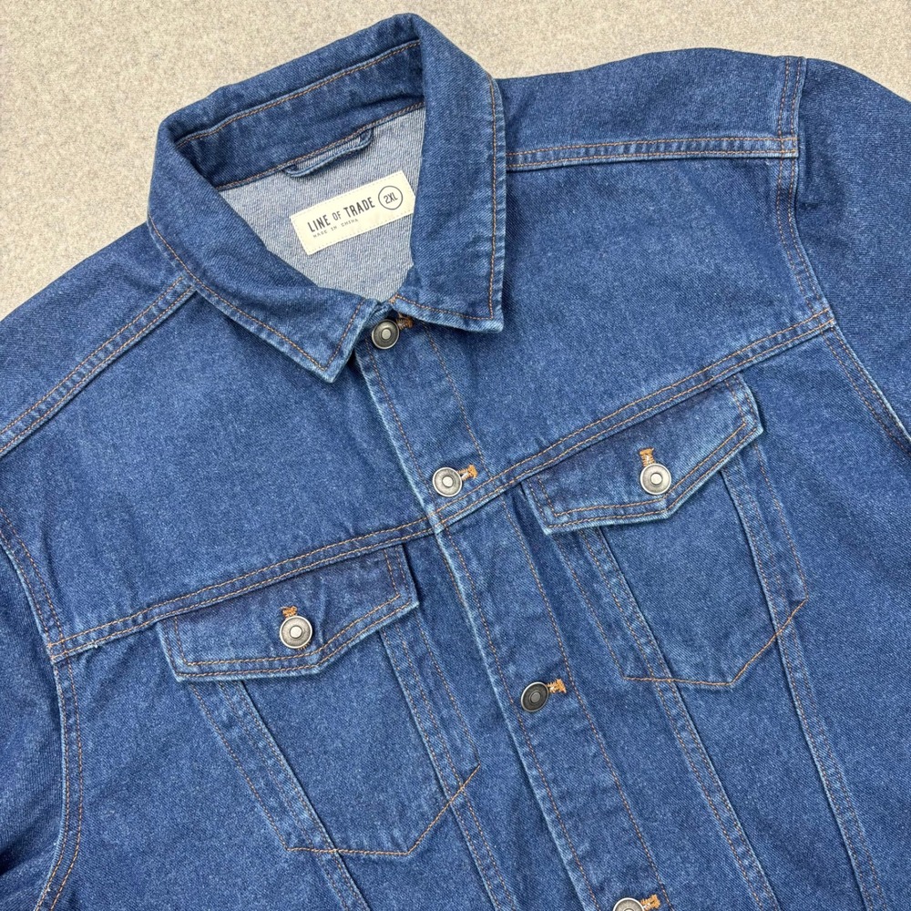 Line Of Trade Montana Denim Trucker Jacket Mens 2XL Blue Jean Button‎ Up Western